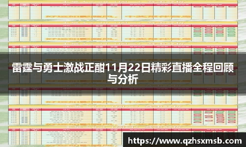 雷霆与勇士激战正酣11月22日精彩直播全程回顾与分析